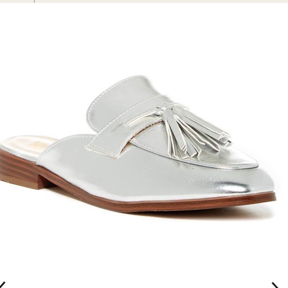 Catherine Malandrino Tassler Slip-on Loafer in Crinkled Silver.  Sz 6 1/2